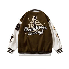 Y2K American Hip-Hop Embroidered Baseball Coat Men Autumn Winter