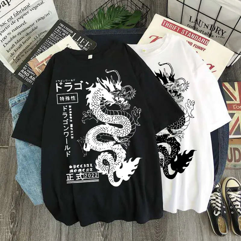 2024 Dragon Print T-Shirt Streetwear