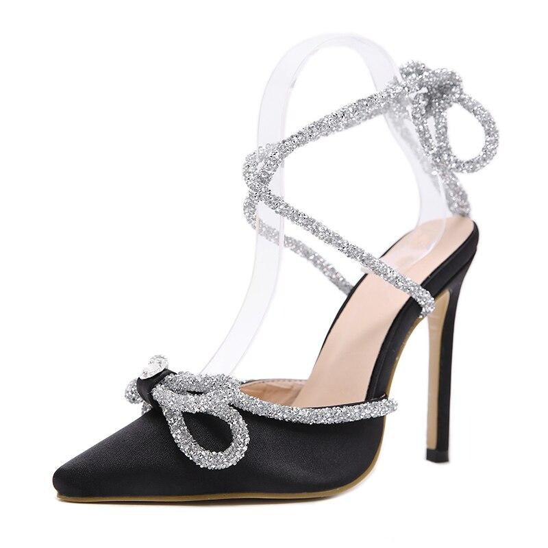 Sequined Butterfly-Knot High Heels