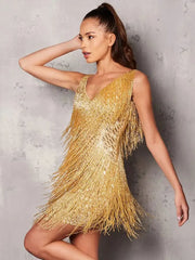 Sequins Tassel Mini Dress