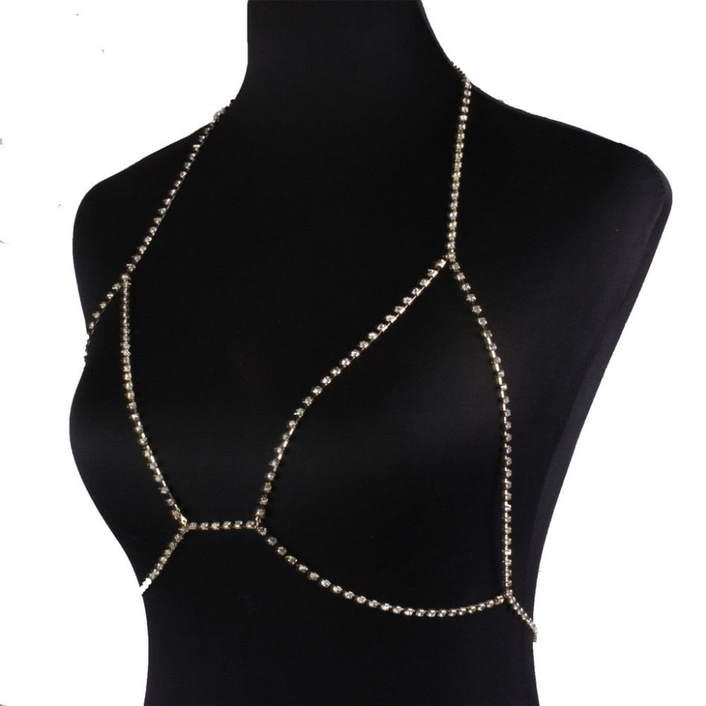 Sexy Crystal body chain Rhinestone Bralette