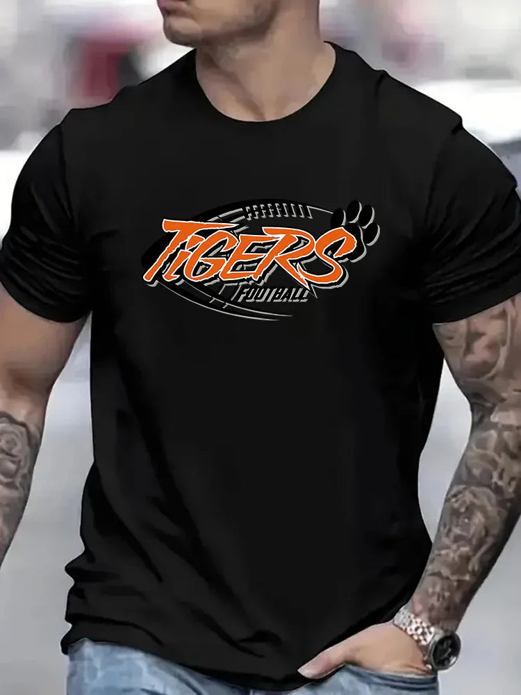 Super Rugby Print Tees Casual and Oversized Cotton T-shirts for Men