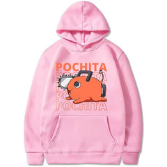 Loose Anime Pochita Graphic Printing Hooded Sweatshirt Autumn