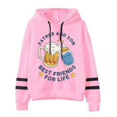Y2k Fashion Hoodie Graphic Father Son Best Friend Life Women Long Sleeve Bottles Beer