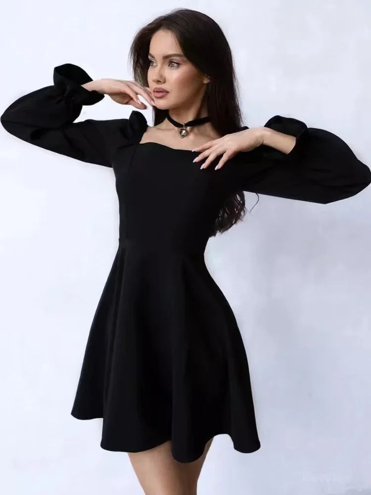 2024 Spring Elegant Mini Dress Sexy Long Sleeve