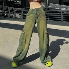 Y2K Aesthetic Denim Baggy Dragon Jeans
