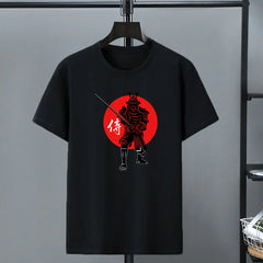 Japan Samurai Print T-shirt Men's Cotton Short Sleeve Top Tee Casual Harajuku T-shirt