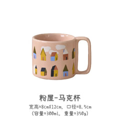 Large Capacity Pink Ceramic Mug High Temperature Resistant