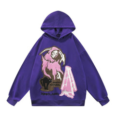 Y2k Women Fleece Hoodies Vintage Pullover Printed Hip Hop Gothic Oversize
