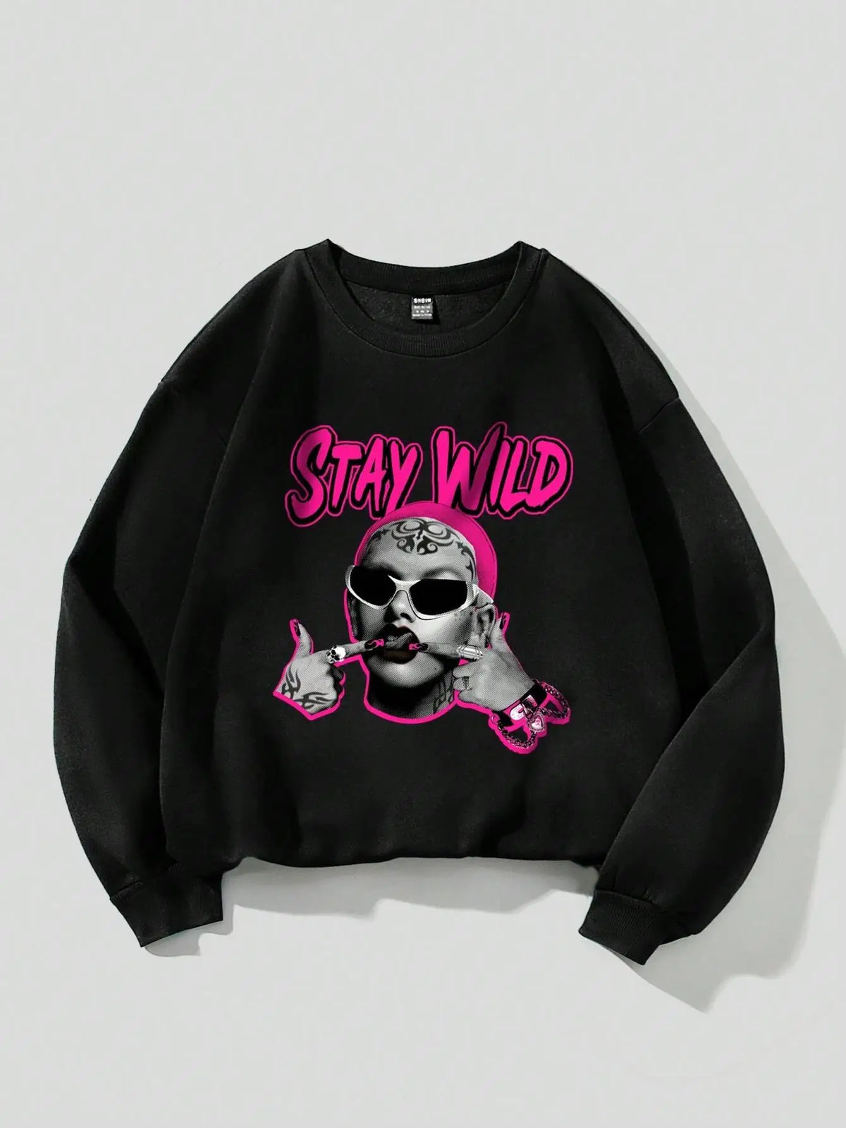 Hip Hop Womens Sweatshirts Stay Wild Cool Girl Printed Fleece Warm Pullovers