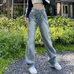 Y2K Retro Light Blue Wide Leg Jeans 2023 New