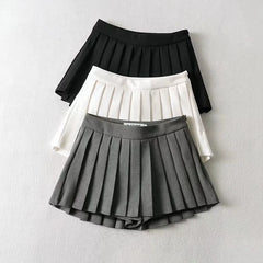 Out Of School Pleated Mini High Waisted Skirt