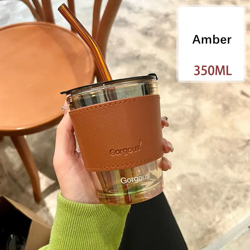 Coffee Straw Cup With Lid Heat-Resistant Water Bottle Beer Drinkware Coffee Mug