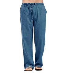 Men Pants Summer Solid Color Trousers Male Casual Elastic Waist Fitness Pants
