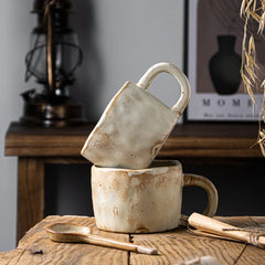 Coarse Pottery Coffee Cup Hand-Pinched Vintage Ceramic Mug for Household
