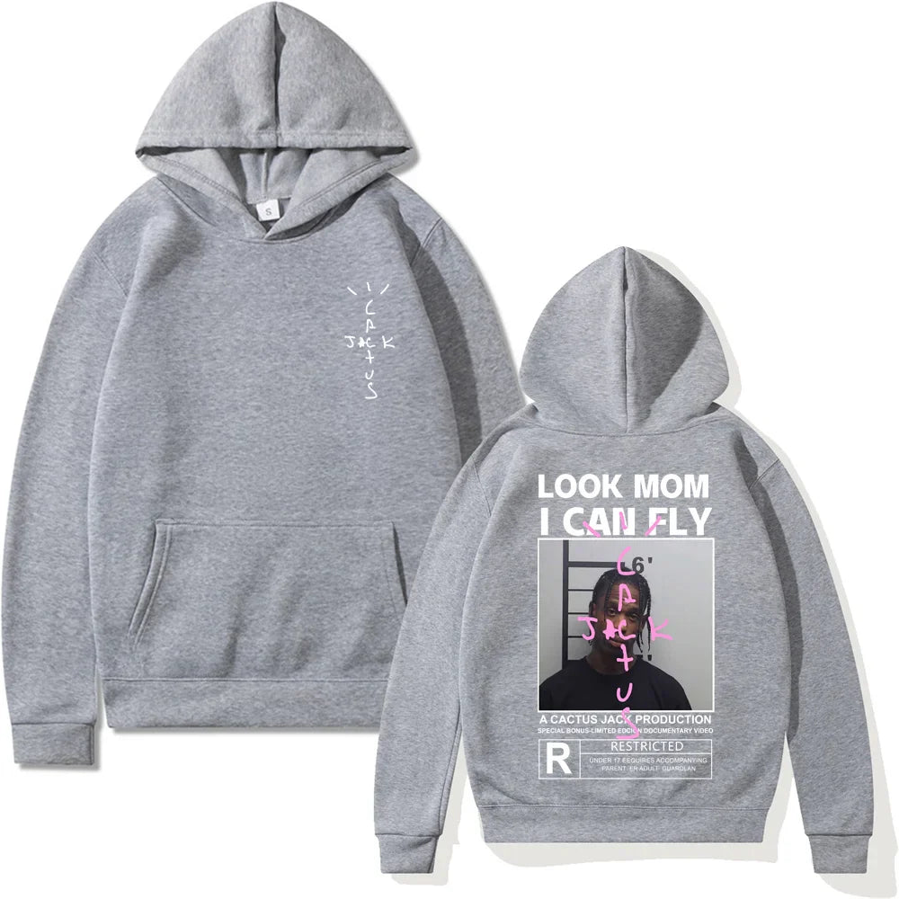 Cactus Jack Hoodies Hipster LOOK MOM I CAN FLY Travis Scott Sweatshirt y2k