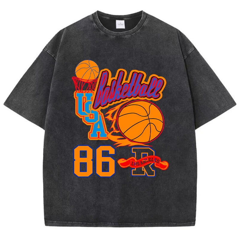 LA Basketball 86 Graphic Hip Hop T-Shirt