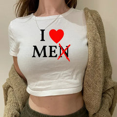 I Love Me Men Funny Red Love Heart Women Crop Top