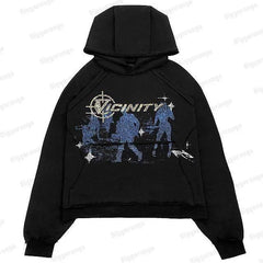 Y2K Retro Vibes: American Letter Print Hoodie for Women's in Autumn and Winter