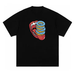Retro Graffiti Print T-shirt American Hiphop Style