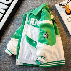 Spring 2024 Personalized Men's Baseball Jacket - American Retro Denim Style