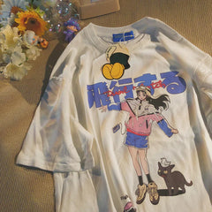 Y2k Harajuku Japanese Anime Cartoon Print T-shirt High Street Casual