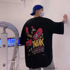 Men's Anime Skateboard T-shirt Hip Hop Fashion