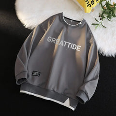Sweatshirts for Men Round Neck Hip Hop Streetwear Long Sleeve Casual