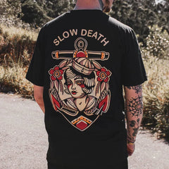 Summer Round Neck Retro T-shirt American Style Chicano