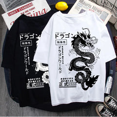 2024 Dragon Print T-Shirt Streetwear