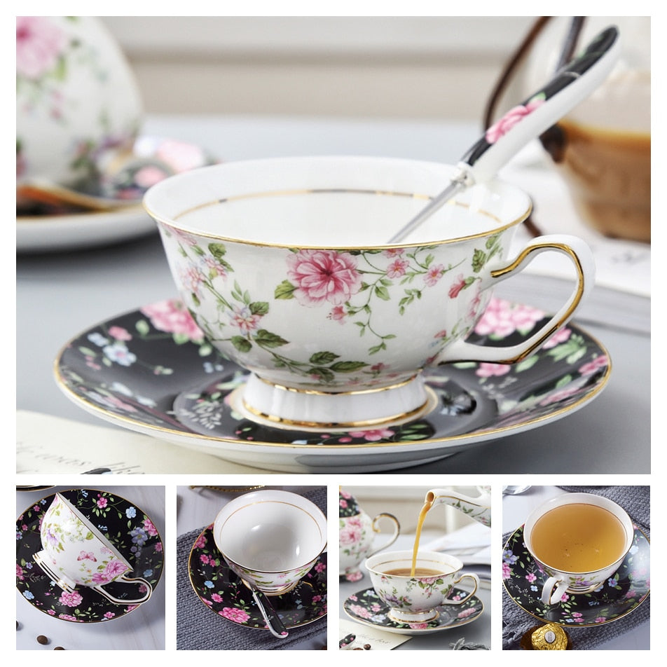 Coffee Cup Saucer Spoon Set Ceramic Mug Tea Cup Cafe