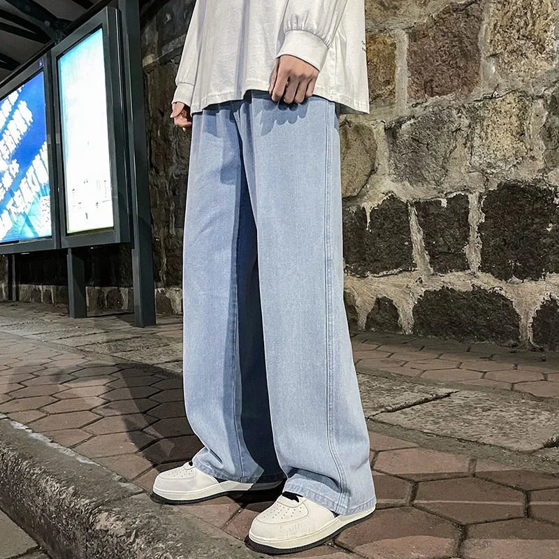 Men Jeans Casual High Street Straight Loose Wide Leg Jeans Baggy