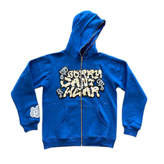 Men Punk Style Hoodie Zipper Hooded Foam Print Winter
