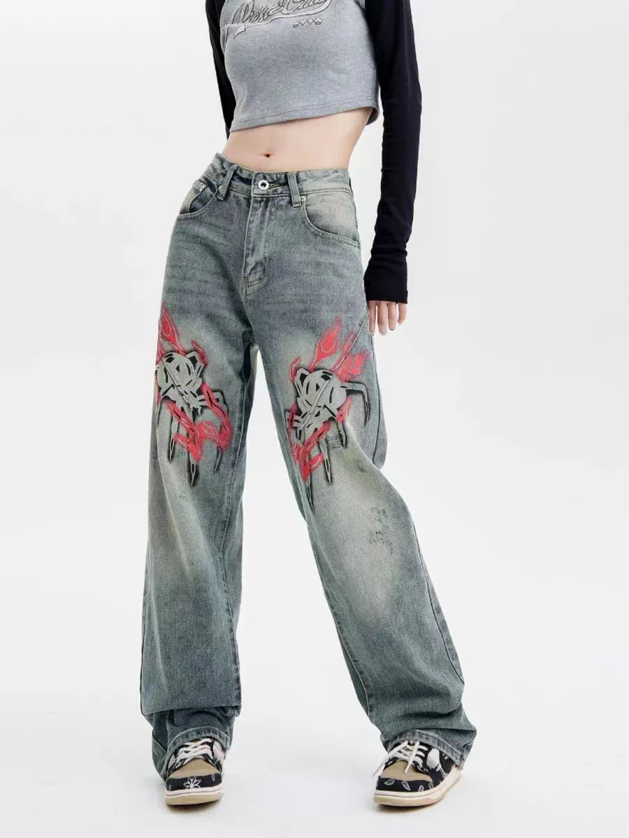 Jeans Straight Women Style Streetwear Loose Autumn Winter