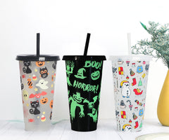 Reusable with Straws Creative Water Cups Changing Cold Water