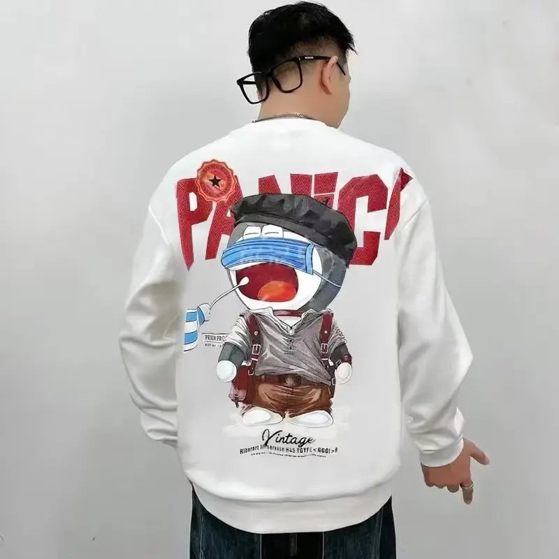 Spring Autumn Men's Sweatshirt Print Long Sleeve Top Korean Fashion Streetwear