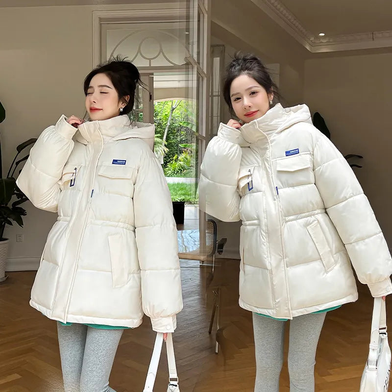 2023 Winter Women Oversized New Parkas Jackets : Casual Thick Warm Hooded Pattern Coat