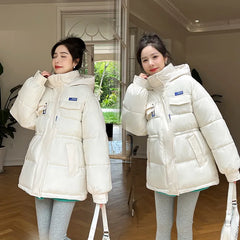 2023 Winter Women Oversized New Parkas Jackets : Casual Thick Warm Hooded Pattern Coat