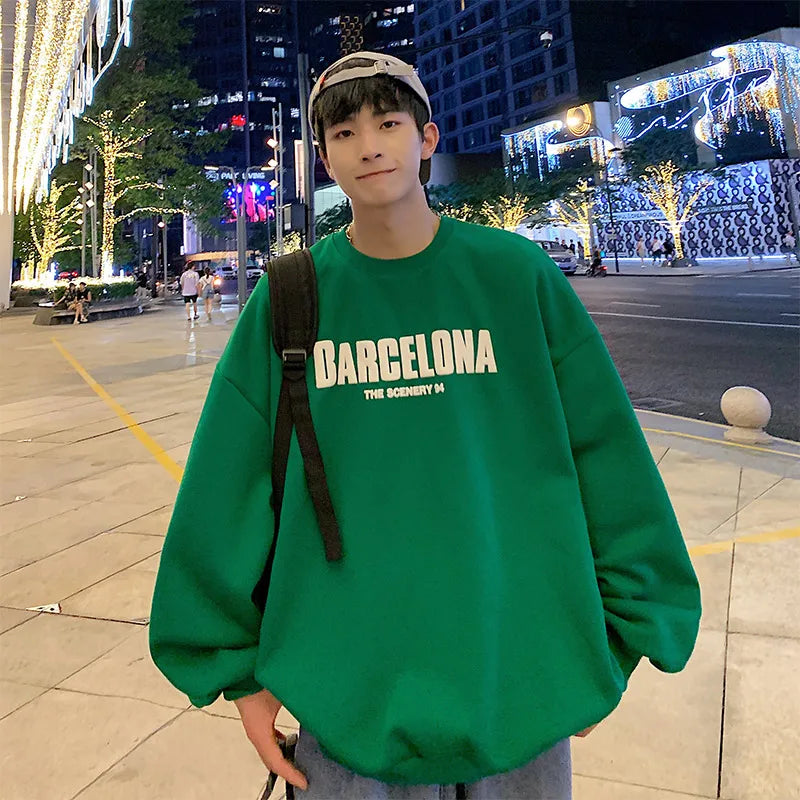 2023 Streetwear Letter Printed Sweatshirt Men Casual Oversized Tops