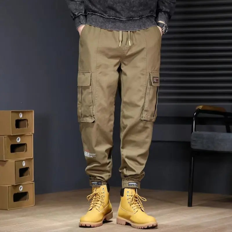 Spring Autumn Men New Casual Pants Trendy Workwear American Retro Tactical Multi Pocket