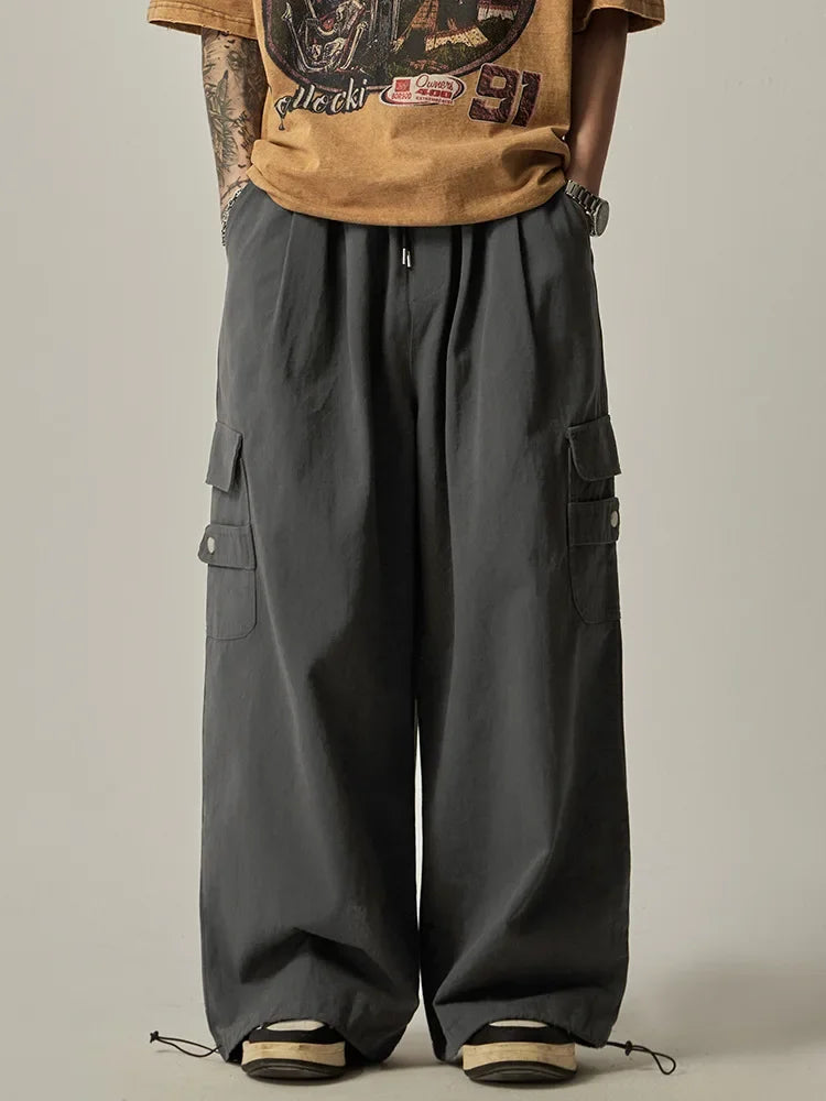 Safari Style Japanese Men Baggy Cargo Pants