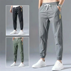 Casual Ice Silk Sports Loose Fashion 2024 Streetwear Men Pants