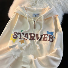 Y2K Retro Harajuku 3D Print Zip-up Hoodie with Plus Velvet Lining