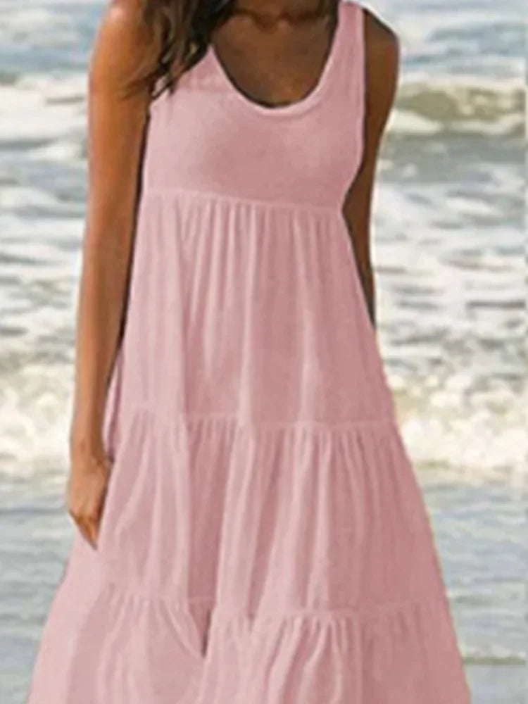 Sleeveless Ruffles Loose Beach Dress Women