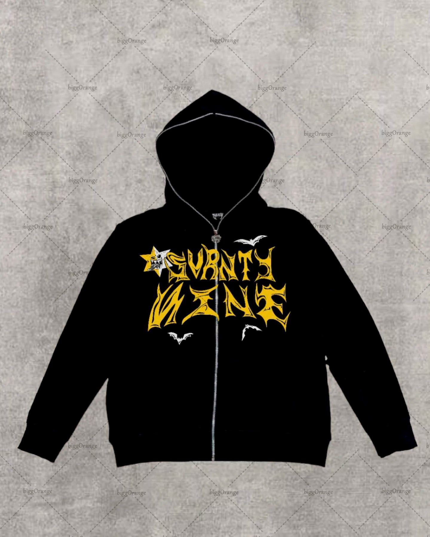 Zip Up Gothic Cartoon Hoodie Women Y2K Street Style