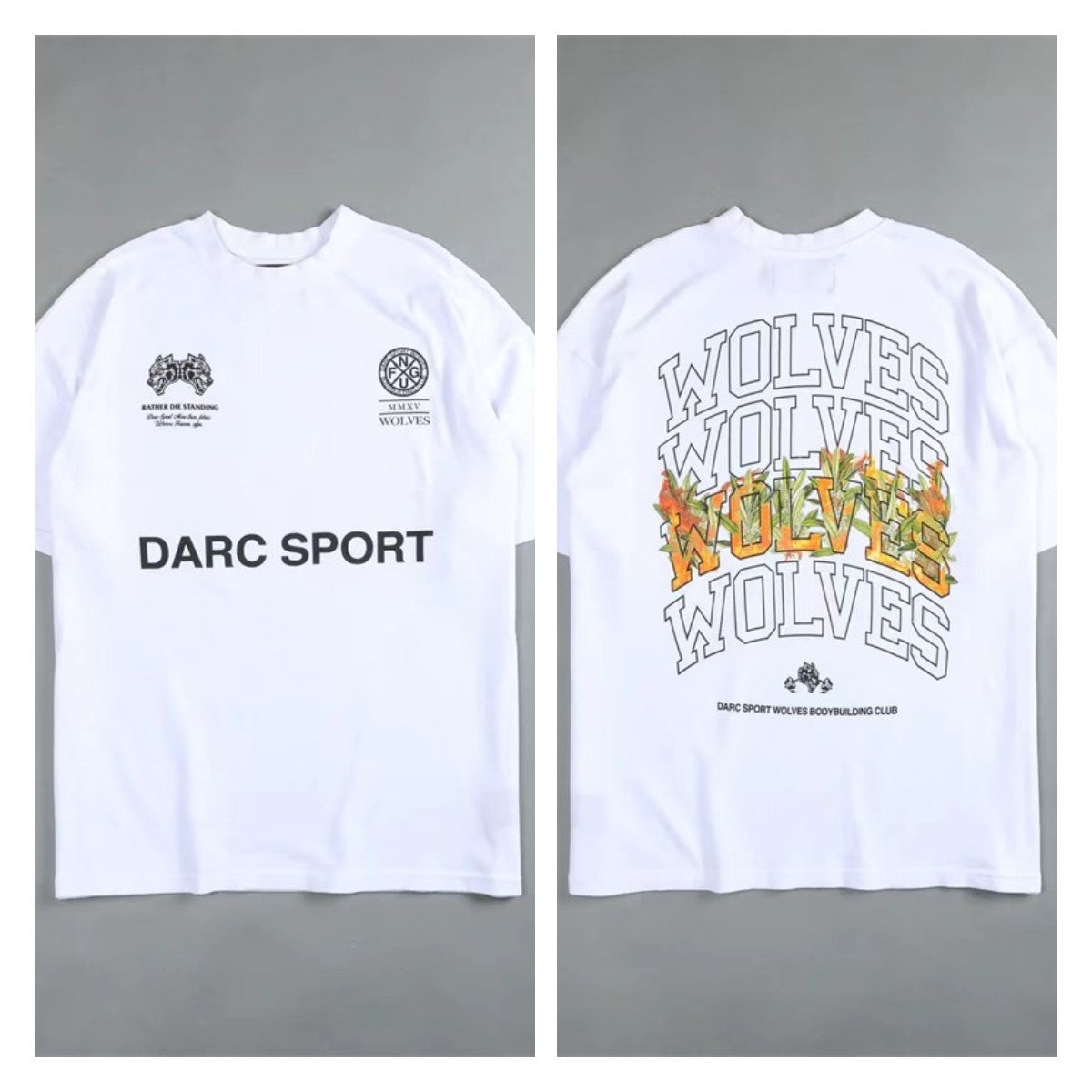 Men's T-Shirt: New Fashion Wolves Letter Print O-Neck Top Tees Casual Short Sleeve