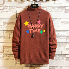 2023 Winter Turtleneck Sweater Harajuku Graphic Knitwear for Couples