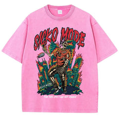 Street Clothing Washed Old Cotton Streetwear Skeleton Singer Graphic