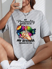 Lips & Hands Print Casual Women's T-Shirt