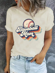 Baseball Mom Letter Graphic Printing Female T-Shirt Street